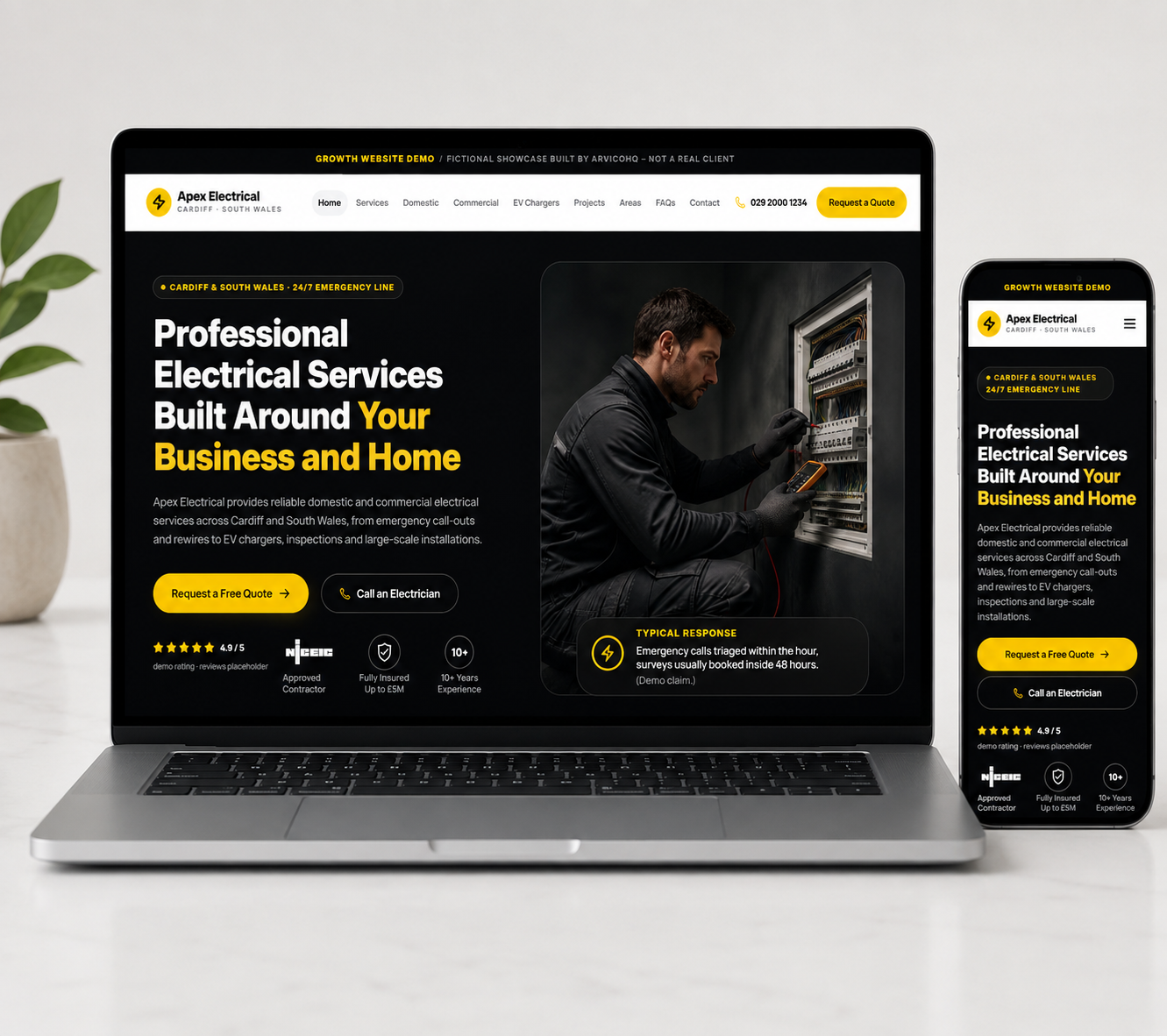 Apex Electrical demonstration website concept