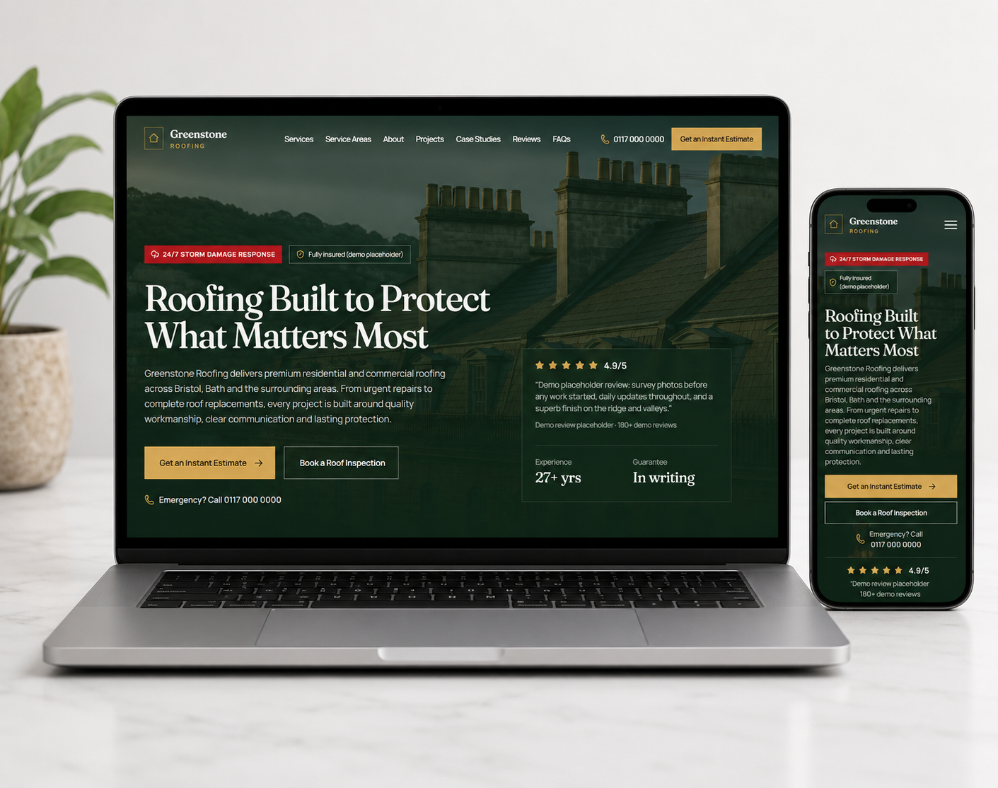 Greenstone Roofing demonstration website concept